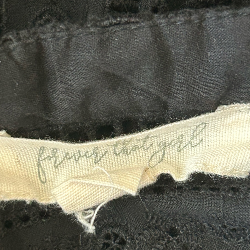 Black Eyelet Tie-Waist Long Sleeve Mini Dress - Picture 7 of 7